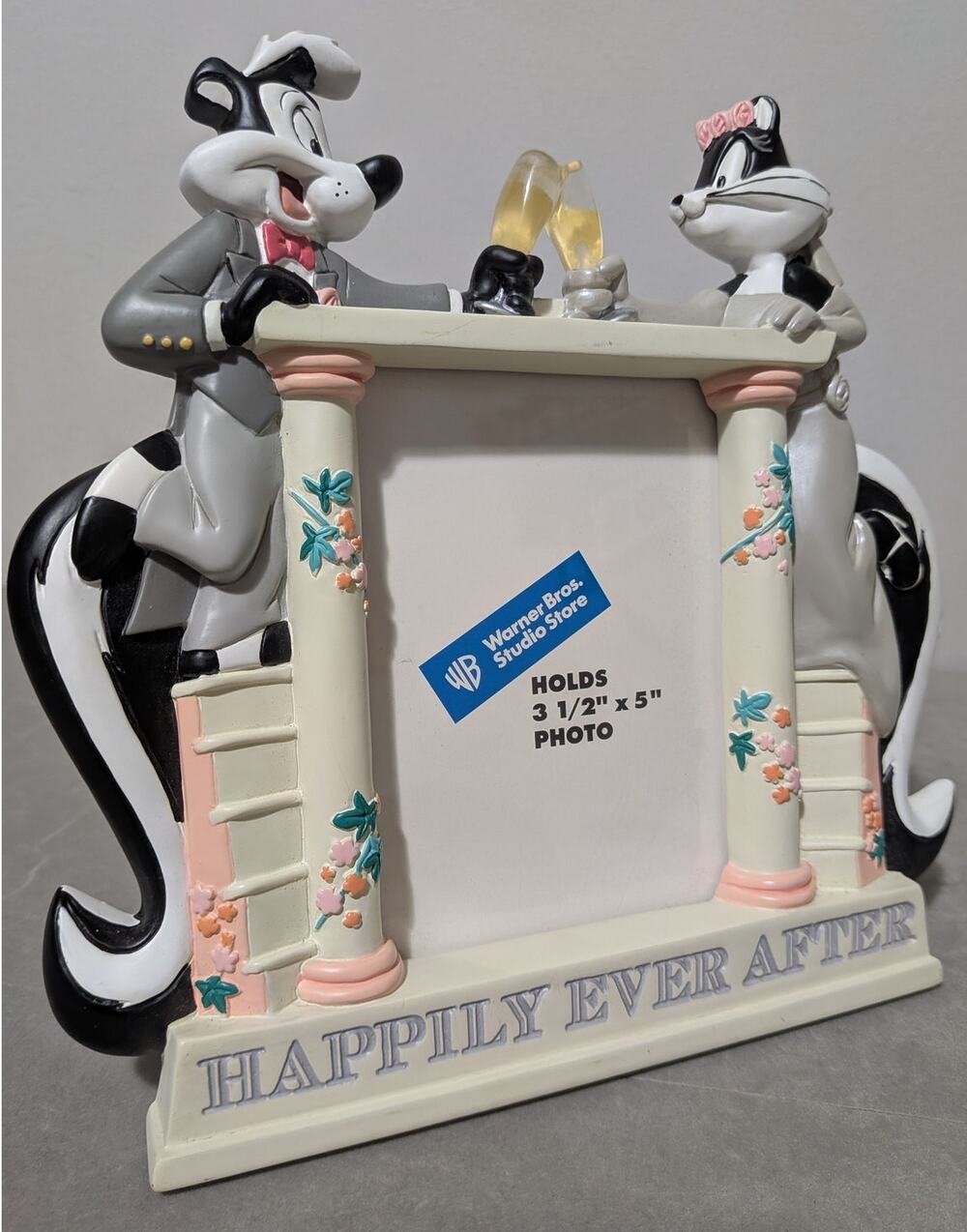 VTG 1998 Warner Bros Studio Store Pepe Le Pew Penelope Wedding Photo Frame 3.5x5
